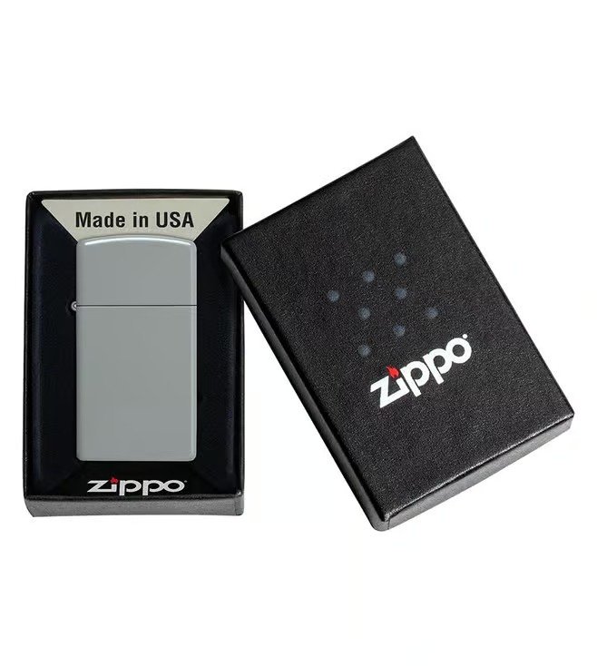 Slim Flat Grey Zippo Logo Windproof Lighter