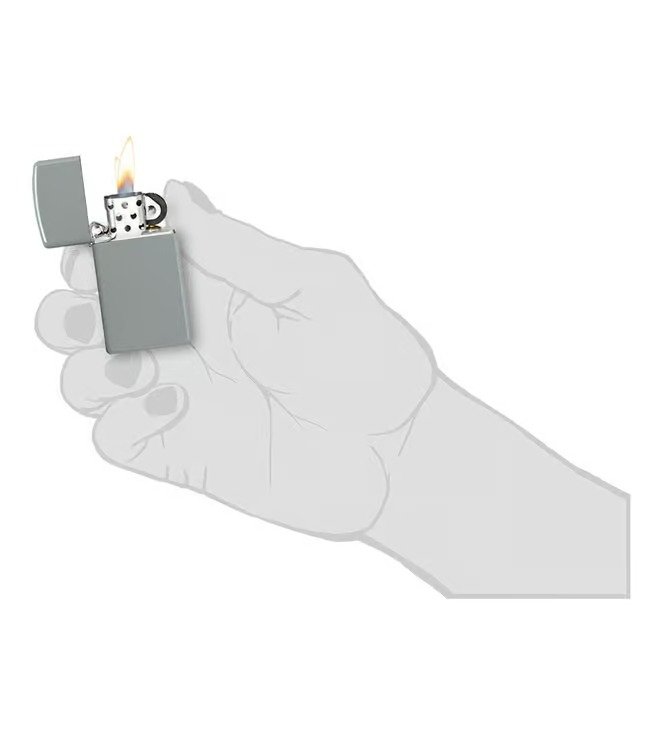 Slim Flat Grey Zippo Logo Windproof Lighter