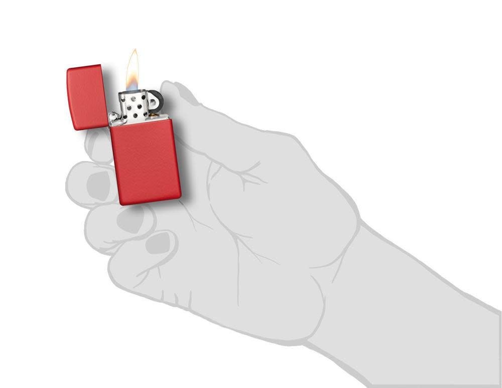 Slim Red Matte Windproof Lighter