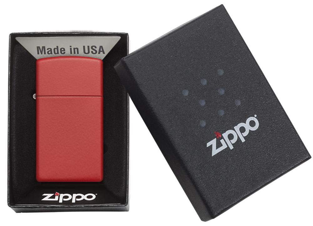 Slim Red Matte Windproof Lighter