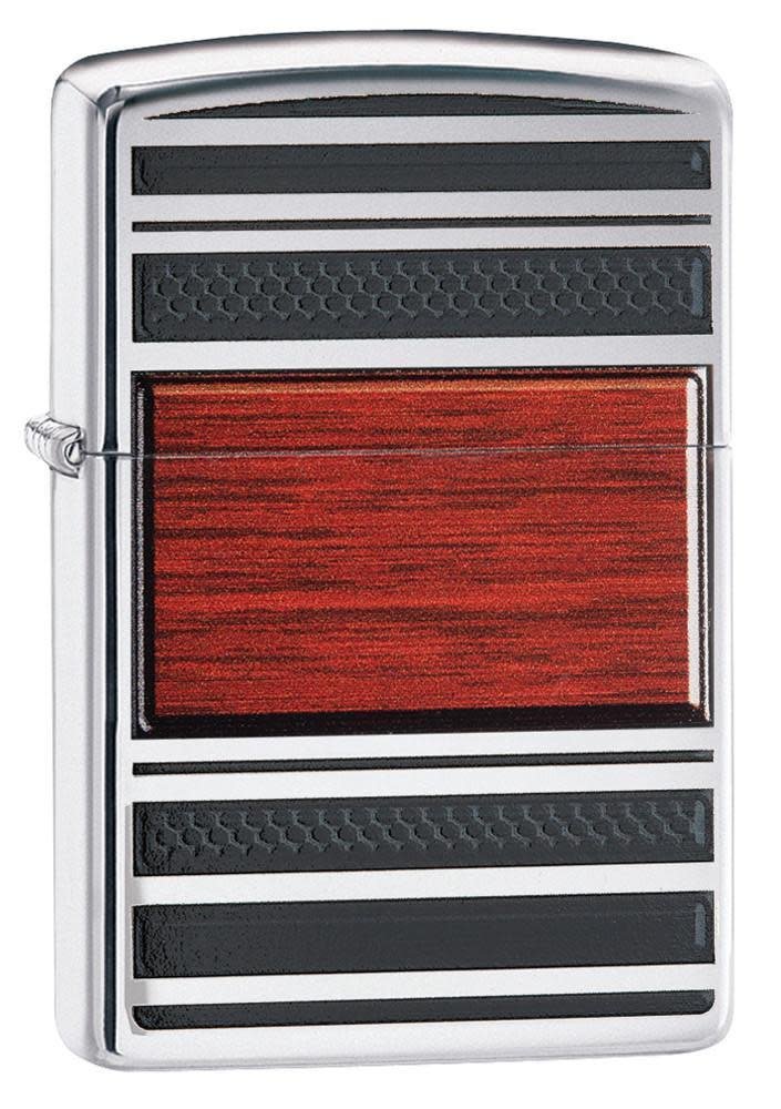Wood Grain High Polish Chrome Pipe Pocket Lighter
