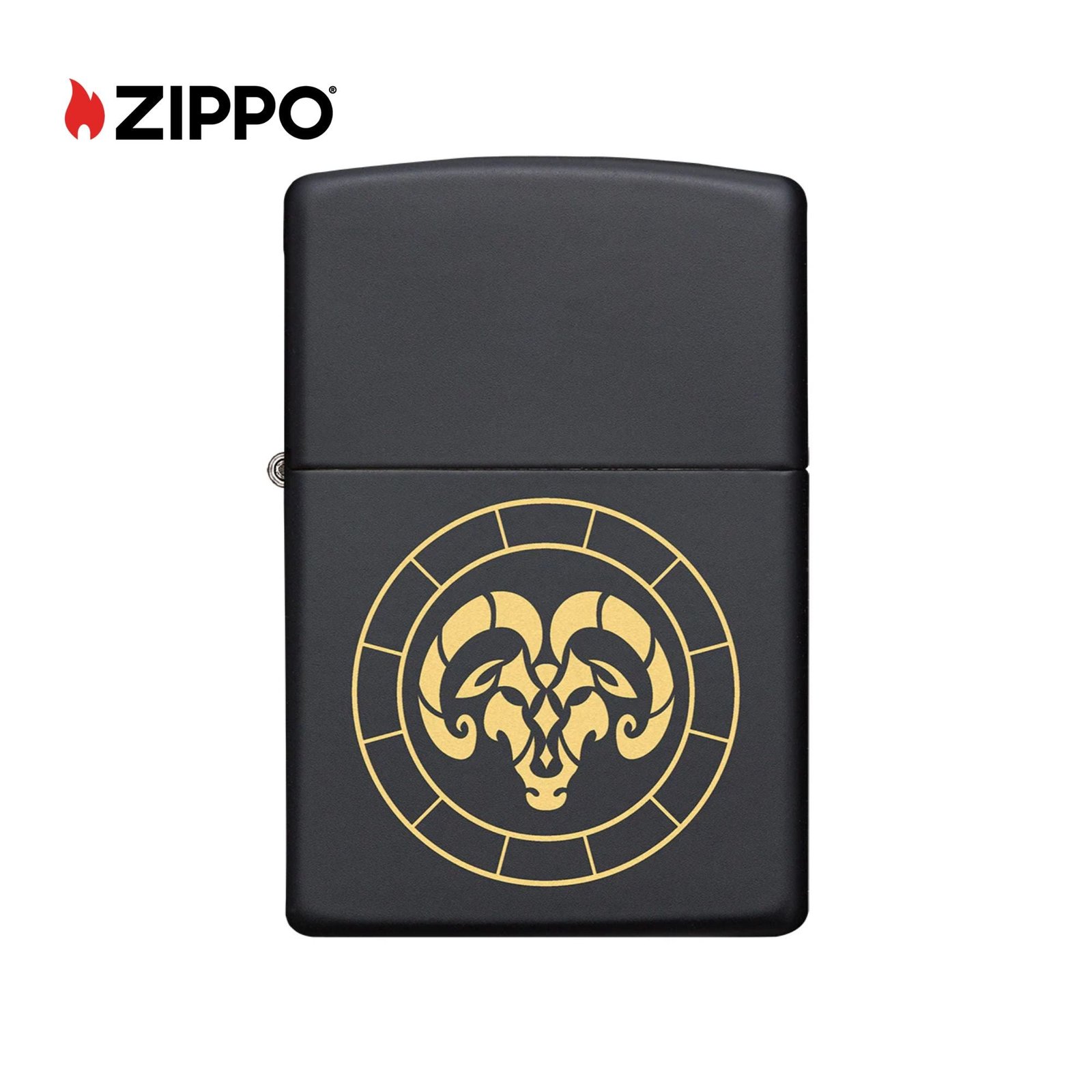 Aries Zodiac Sign Design Black Matte Windproof Lighter