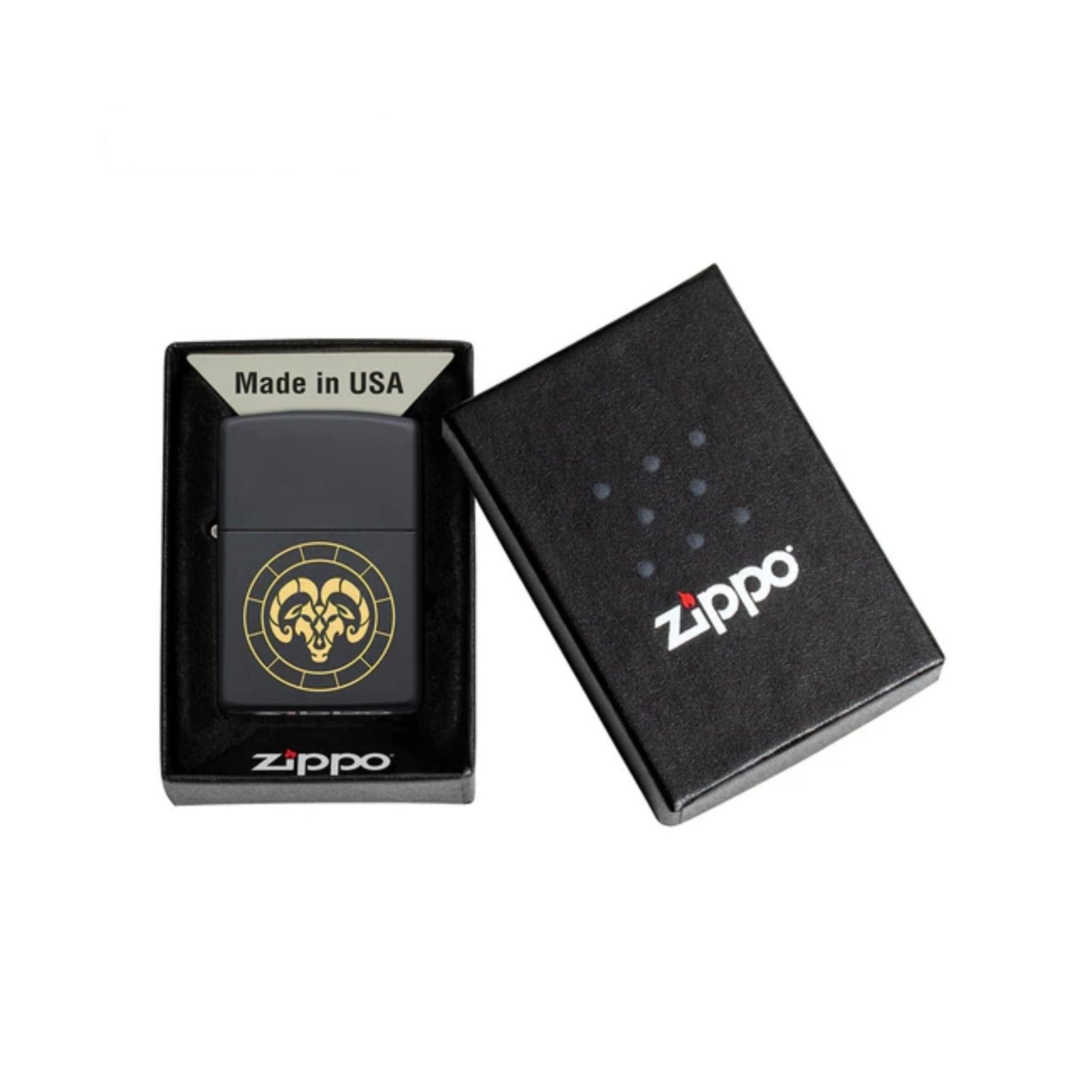 Aries Zodiac Sign Design Black Matte Windproof Lighter