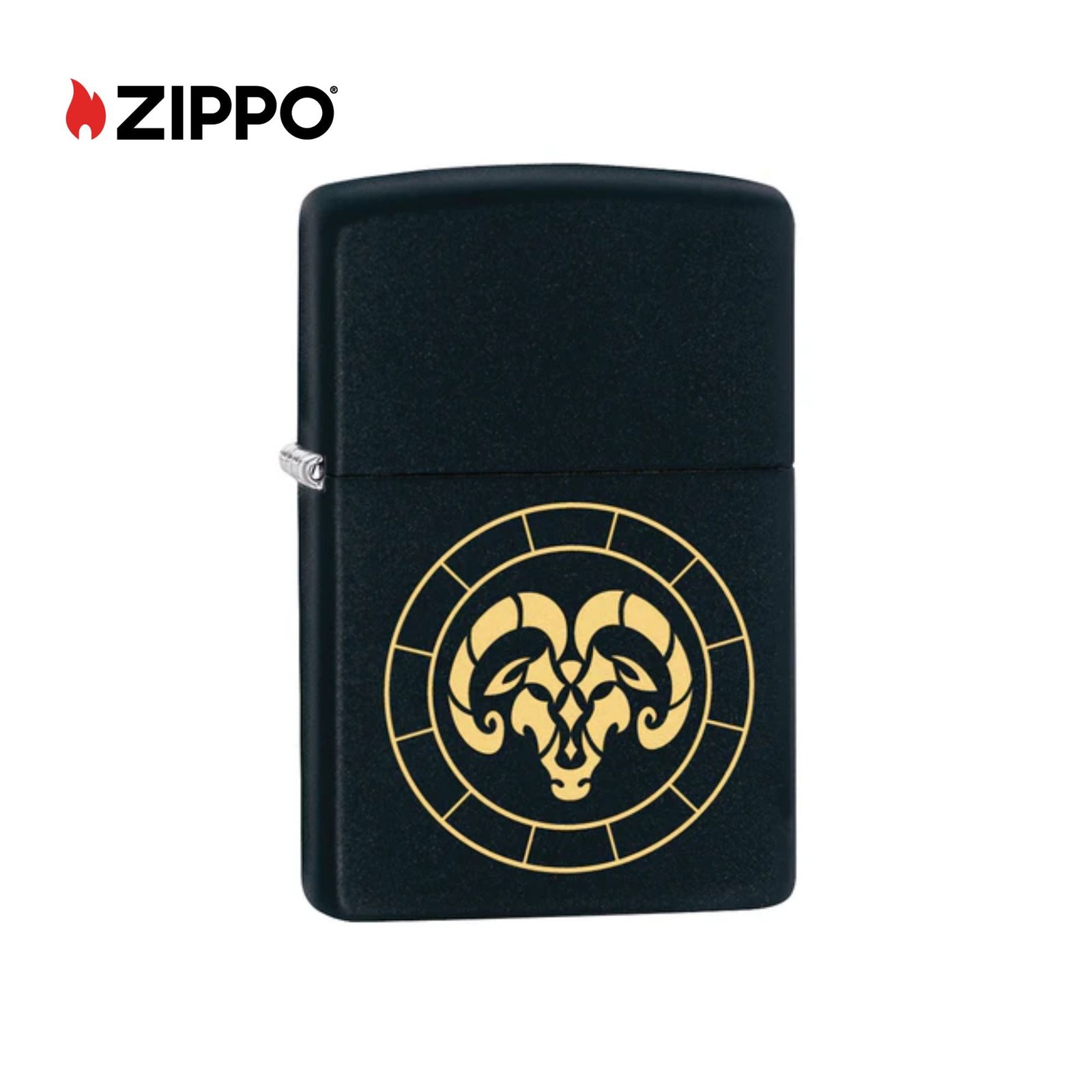 Aries Zodiac Sign Design Black Matte Windproof Lighter