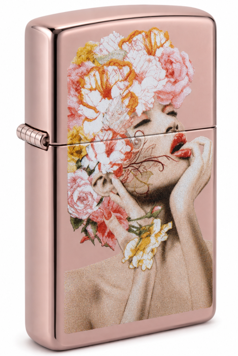 Unexpected Lady Flower Design Rose Gold Windproof Lighter