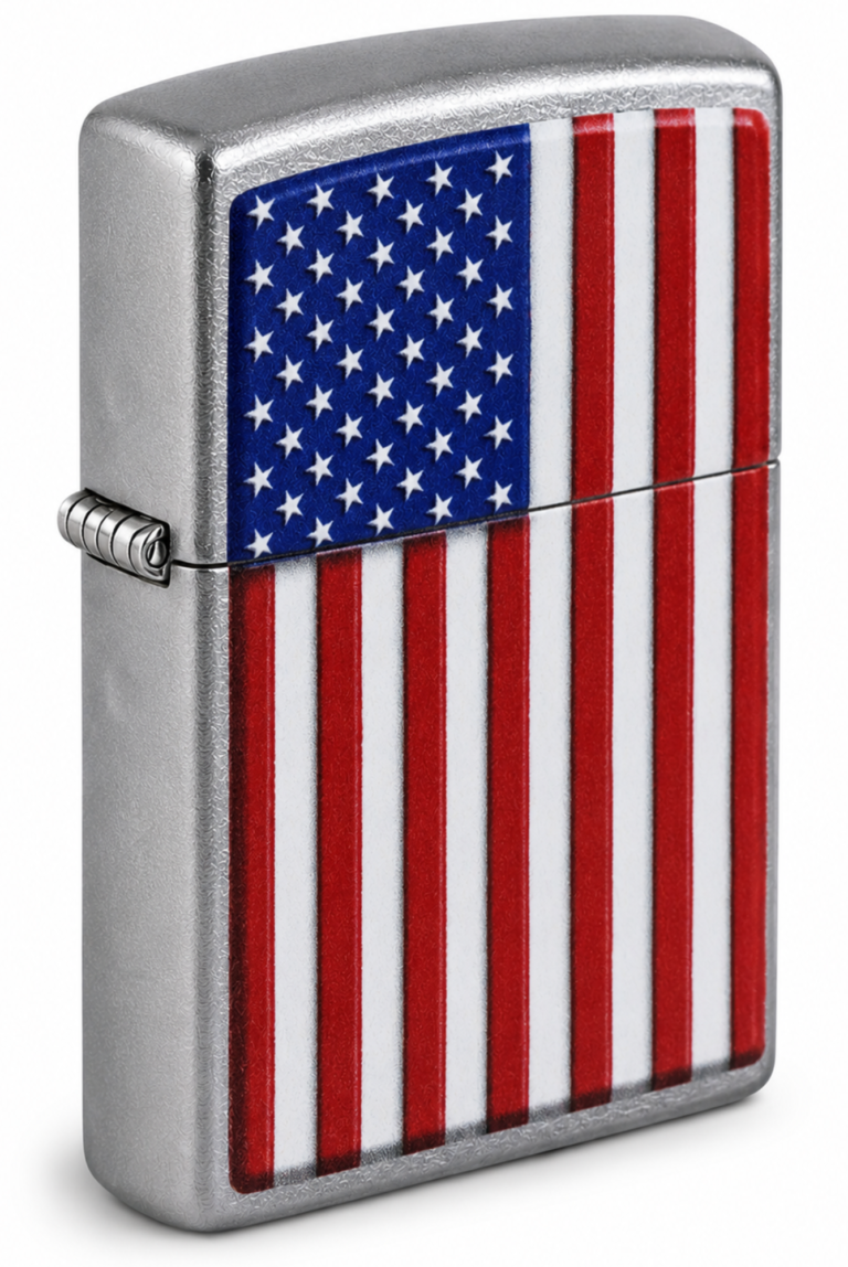 Patriotic Street Chrome Windproof Lighter