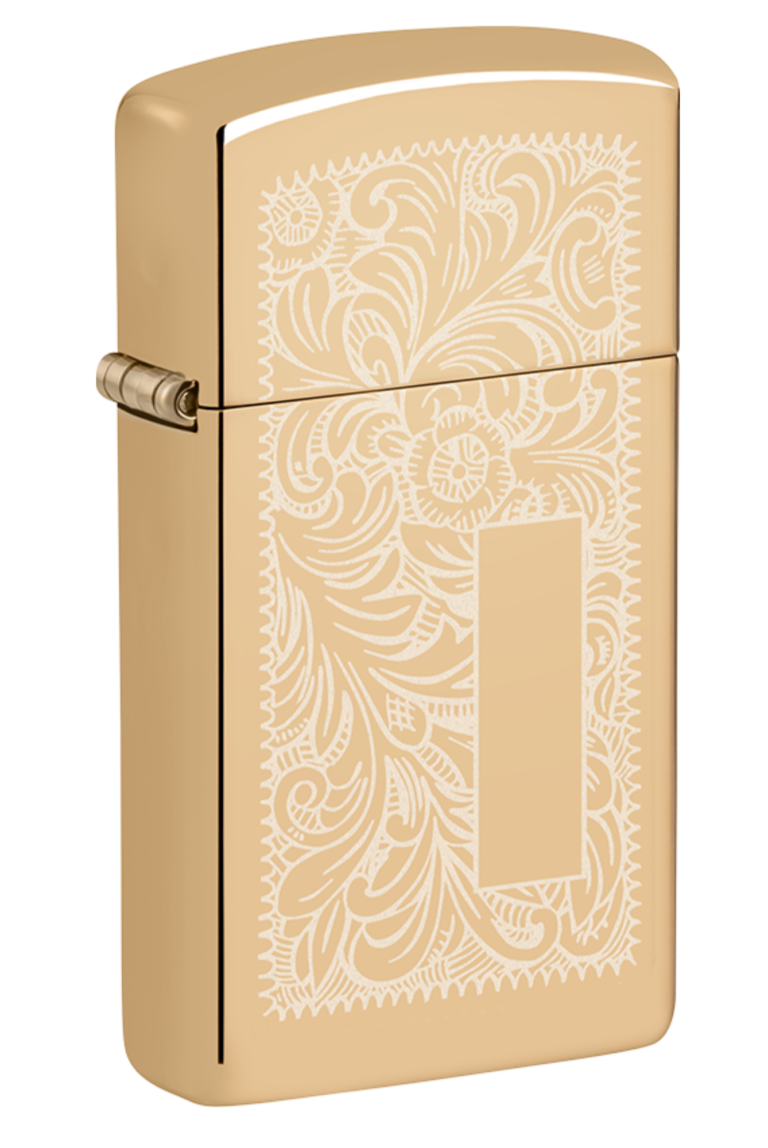 Slim High Polish Brass Venetian Windproof Lighter