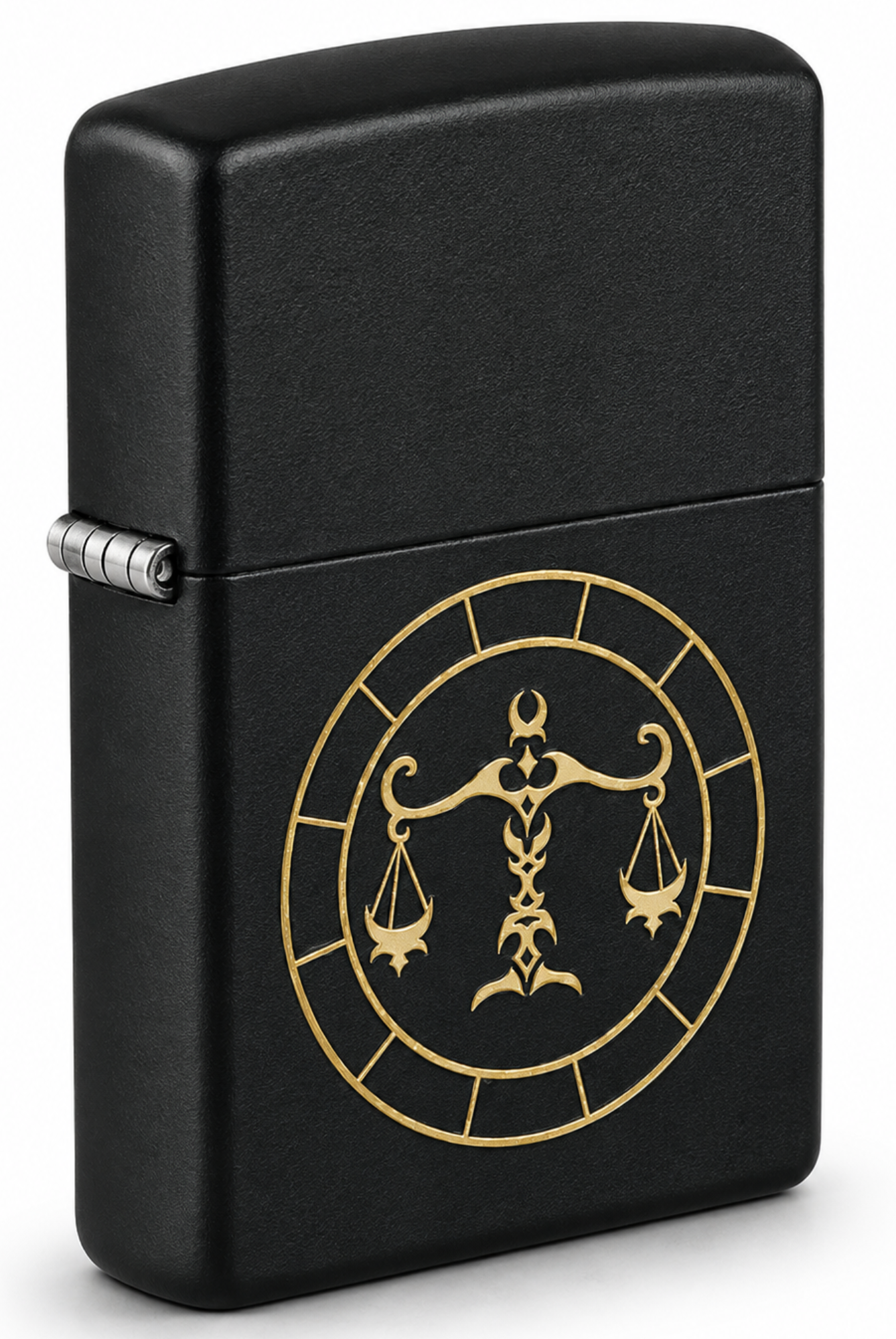 Libra Zodiac Sign Design Black Matte Windproof Lighter
