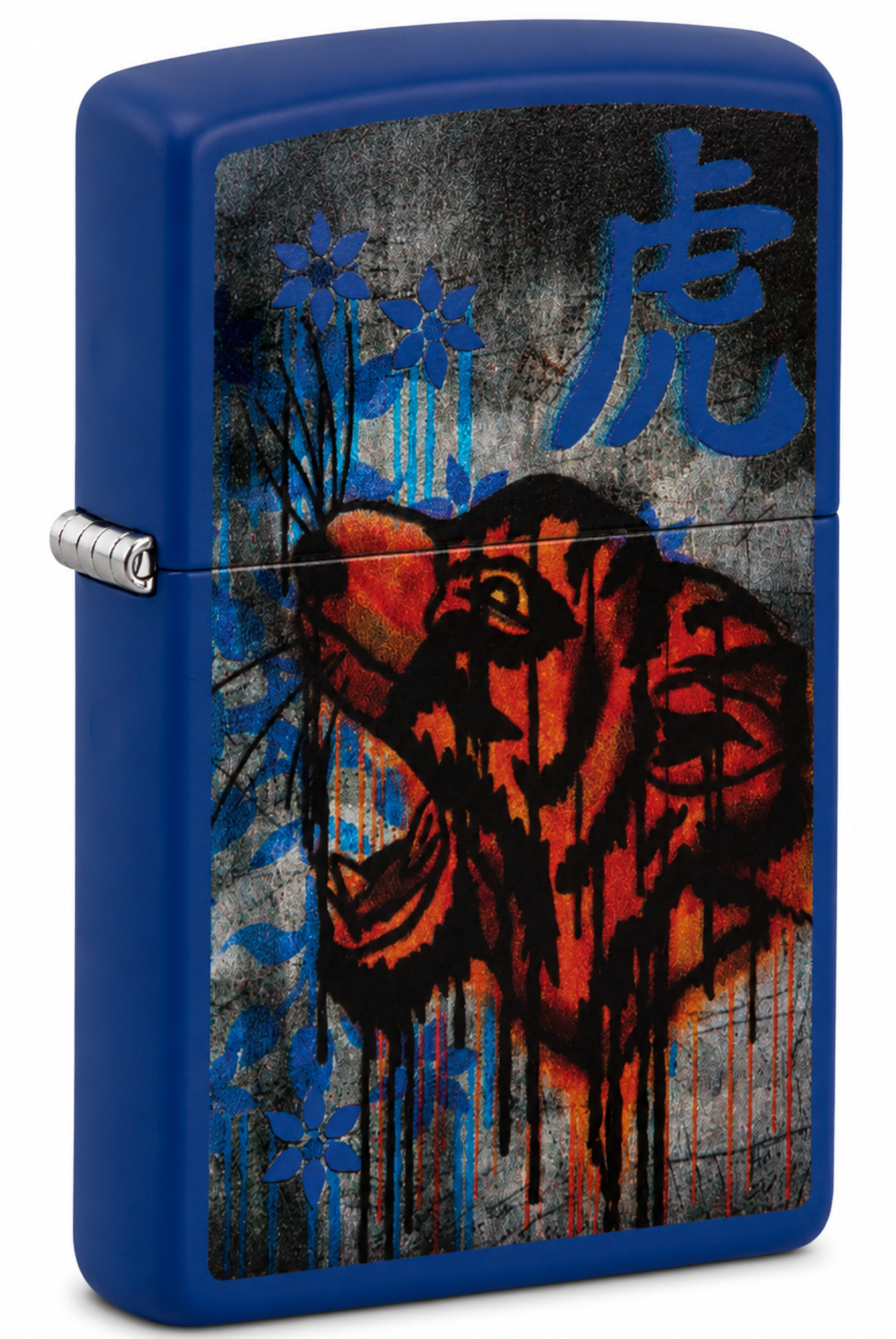 Royal Blue Colorful Tiger Design Windproof Lighter