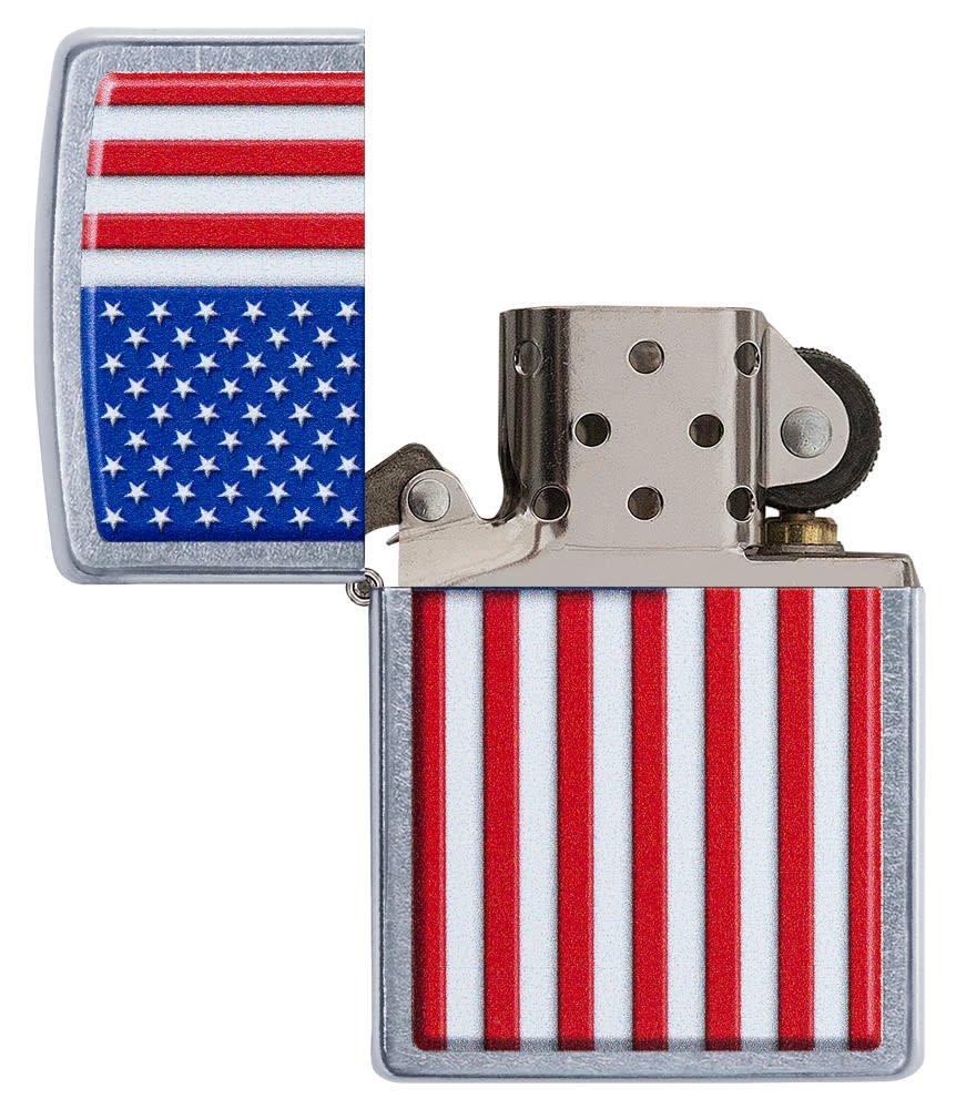 Patriotic Street Chrome Windproof Lighter