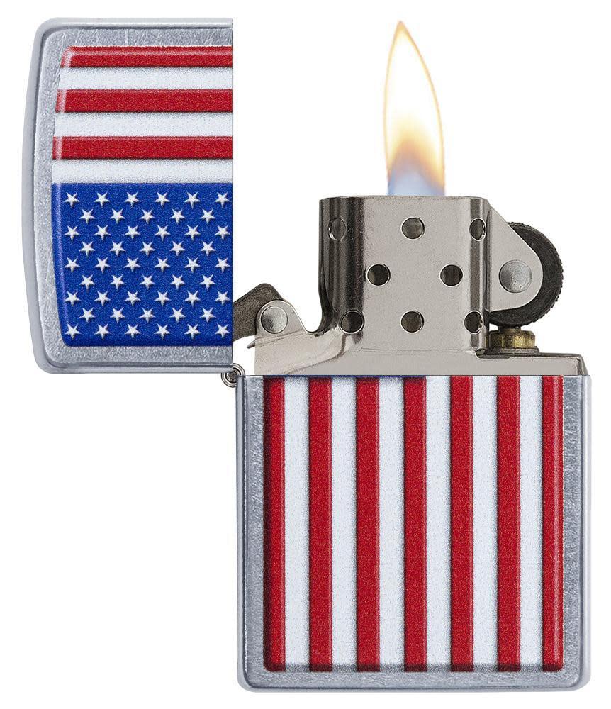 Patriotic Street Chrome Windproof Lighter