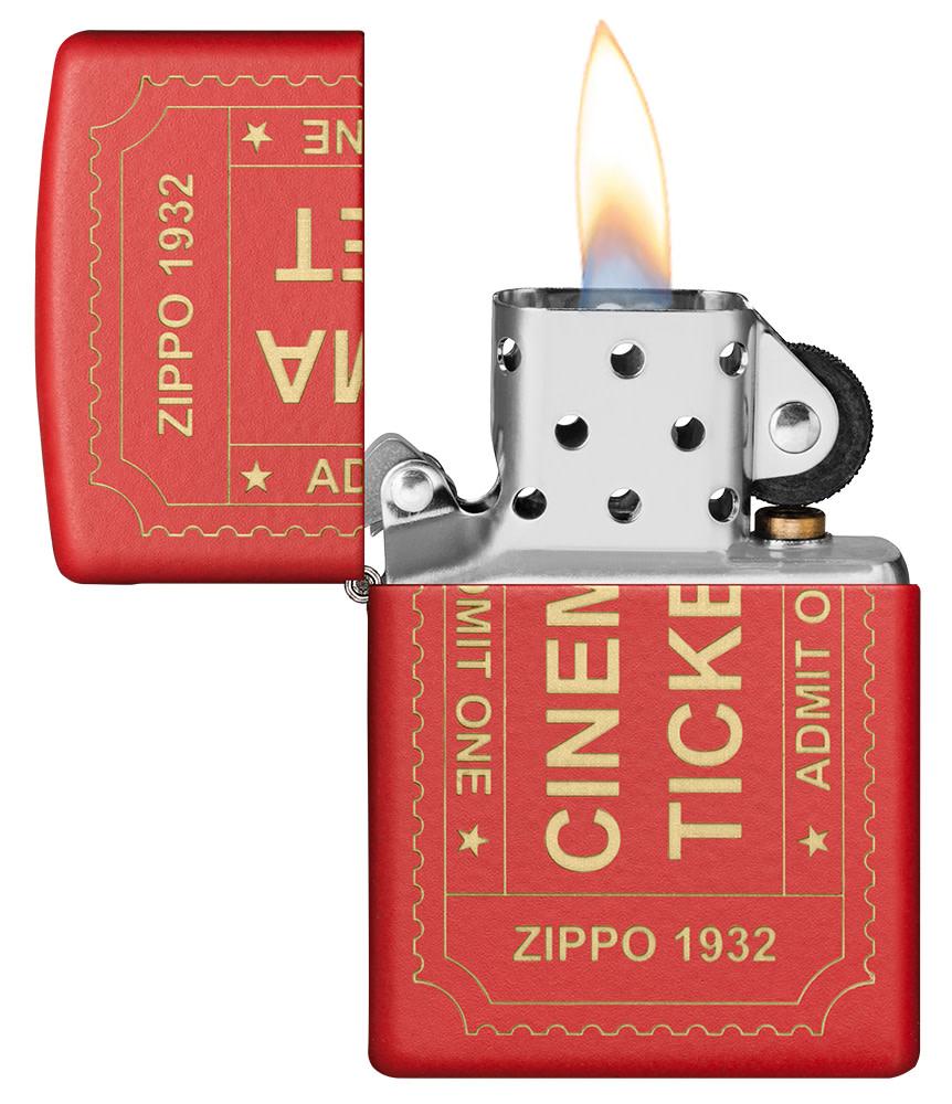 Reimagine Movie Ticket Design Red Matte Windproof Lighter