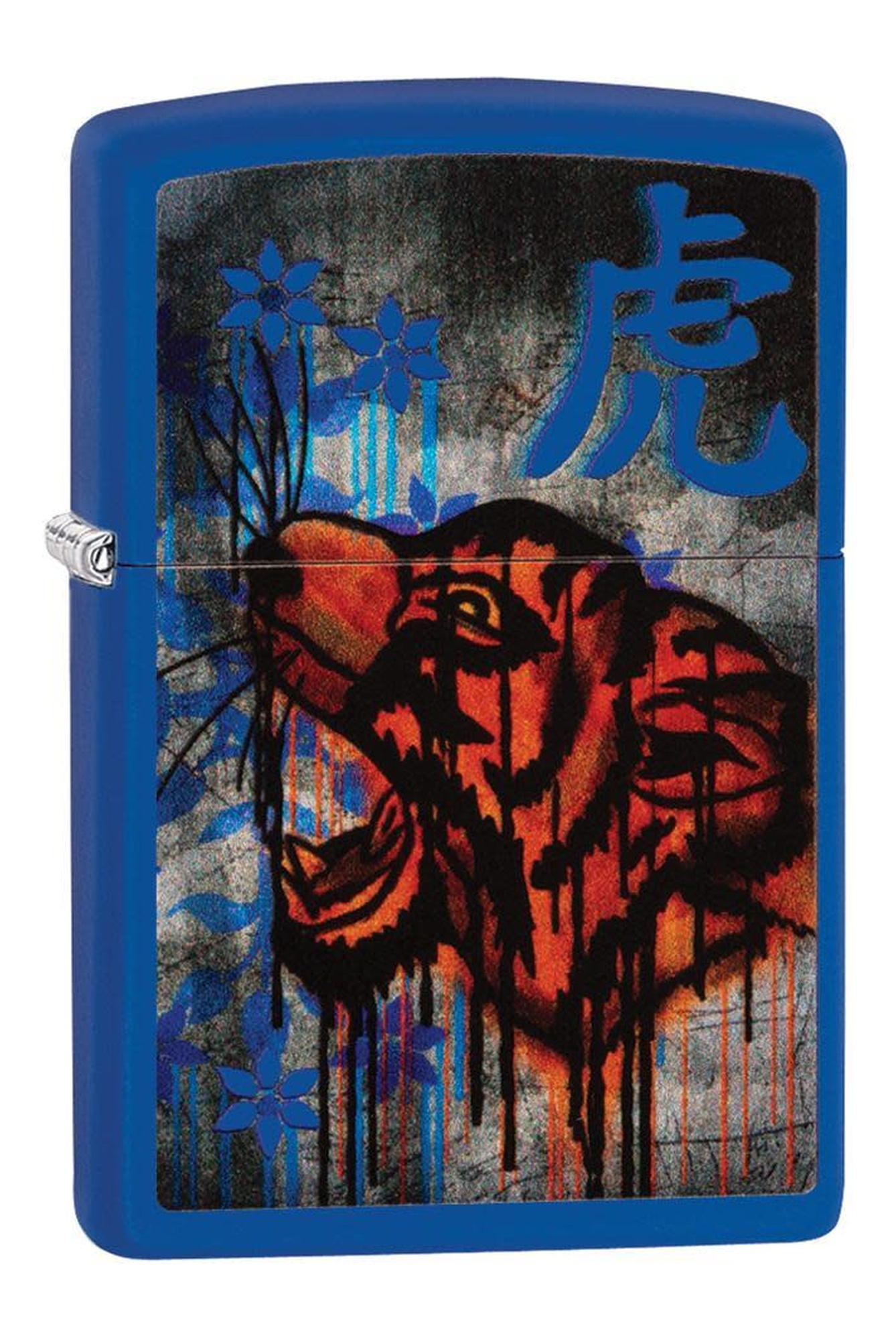 Royal Blue Colorful Tiger Design Windproof Lighter