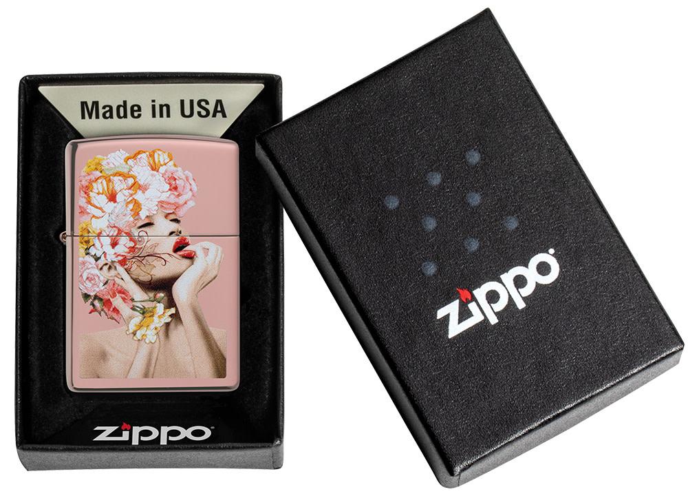 Unexpected Lady Flower Design Rose Gold Windproof Lighter