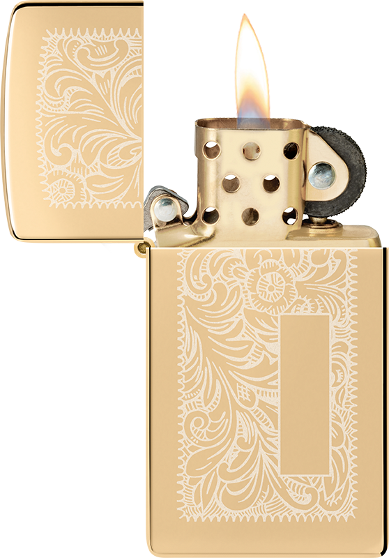 Slim High Polish Brass Venetian Windproof Lighter