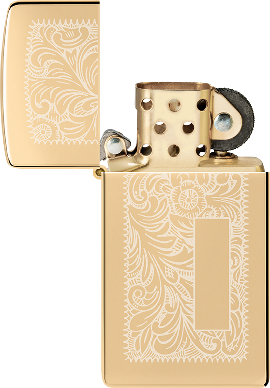 Slim High Polish Brass Venetian Windproof Lighter