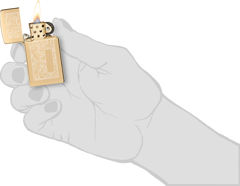 Slim High Polish Brass Venetian Windproof Lighter